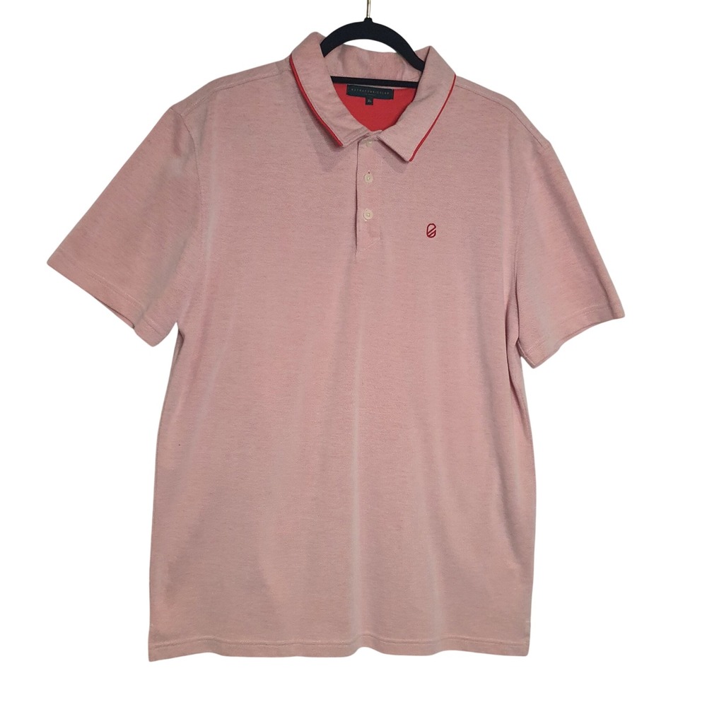 Extracurricular Mens XL Pink‎ Short Sleeve Golf Polo Shirt Red Trim Cotton Blend